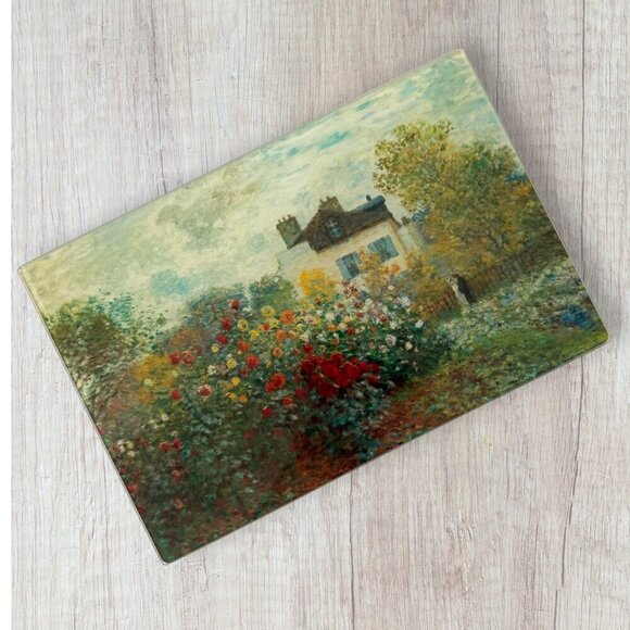 NEW The Garden of Monet at Argenteuil Paris Glass Kitchen Cutting Board - Picture 1 of 2